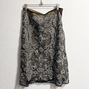 Vintage NWT Sweet Miss Me Skirt Medium Mesh Beaded Sequins Black Y2K Festival